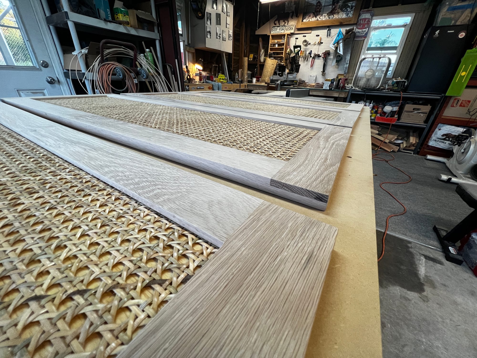 Custom cane-front cabinet doors by Dustin Cody Productions