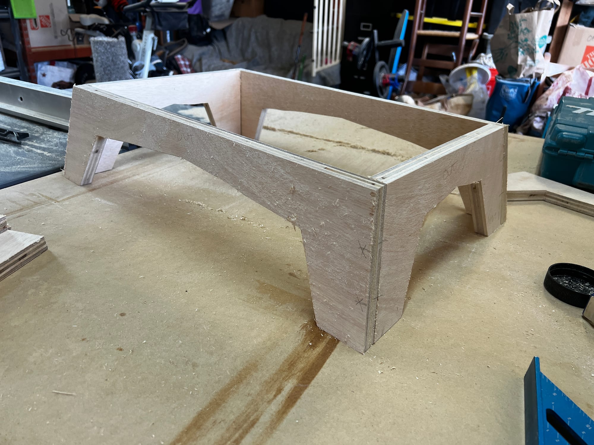 Custom cabinet base built in the shop