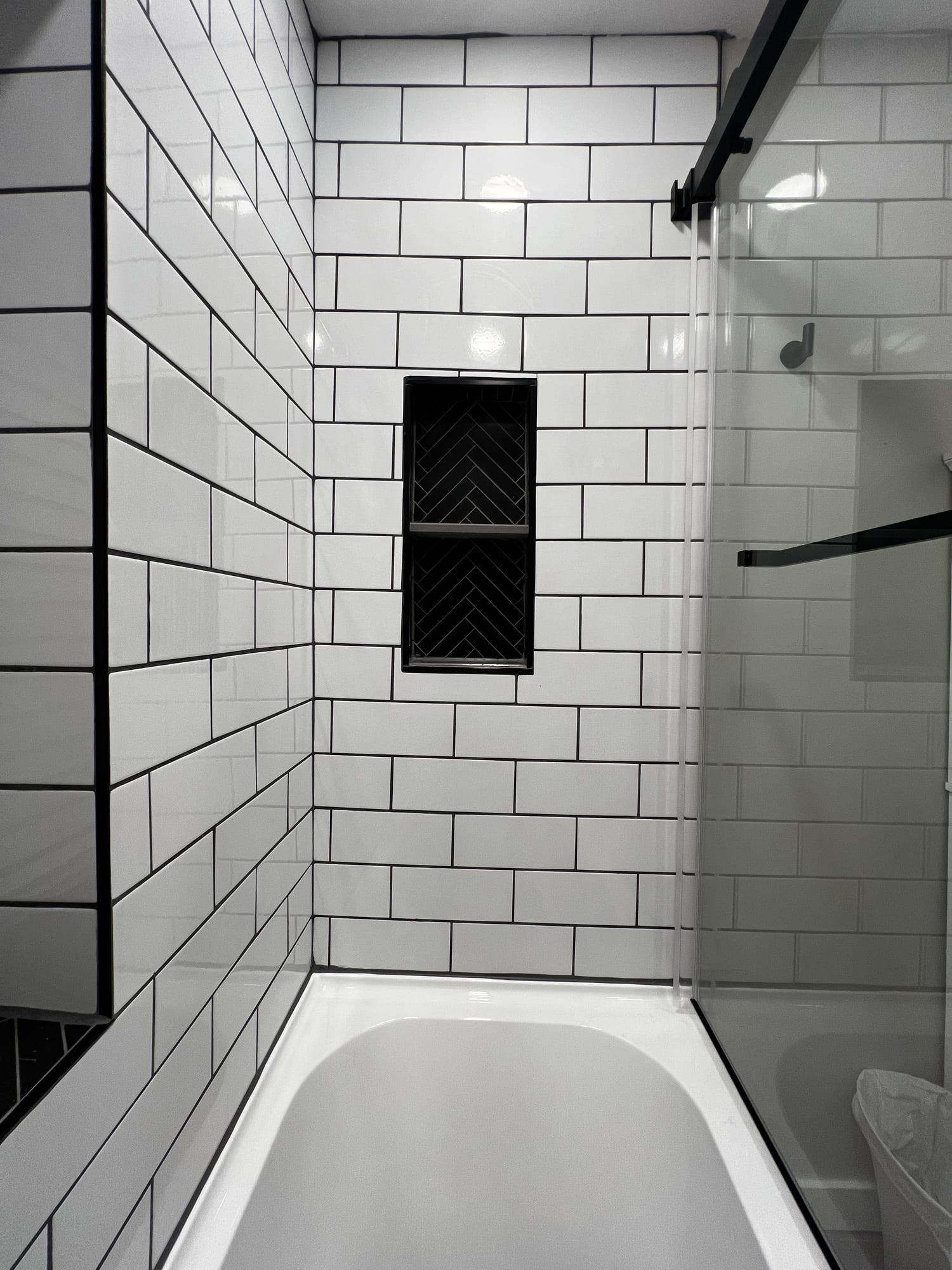 Tiled shower and tub detail